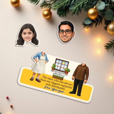 Personalized Father & Daughter Bobblehead Caricature Custom Face Cutout I Love You Dad Theme  Battery Powered Moving Head  Birthday from Daughter